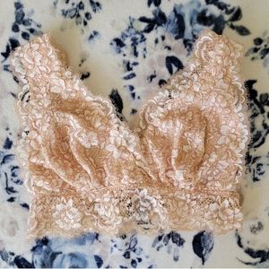 Daytrip Nude & Cream Floral Lace Wide Strap Adjustable Bralette XL